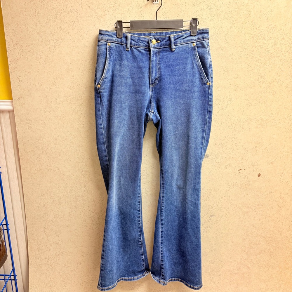 Michael Kors Sz 6 Womens Cotton‎ Blend Blue Denim Stretch Comfy Flare Jeans